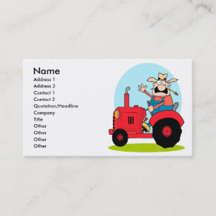 Tarjeta De Visita personalizado agricultor montando un tractor rojo