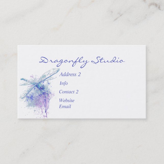 Tarjeta De Visita Personalizado Agua suave Blue Dragonfly (Anverso)