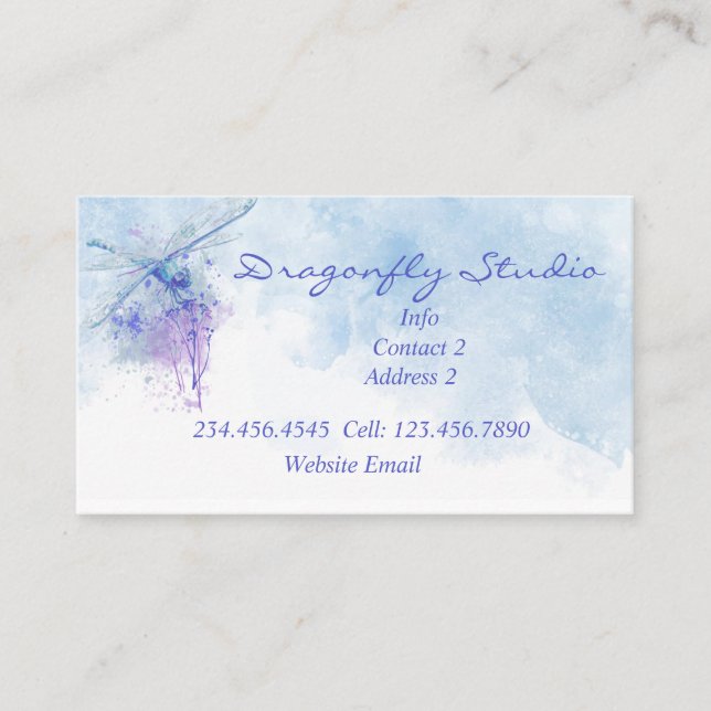 Tarjeta De Visita Personalizado Agua suave Blue Dragonfly Business C (Anverso)