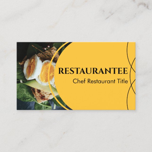 Tarjeta De Visita Personalizado amarillo Restaurante fotográfico Coc (Anverso)