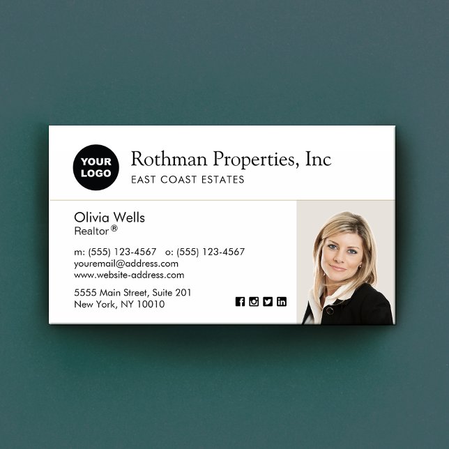 Tarjeta De Visita Personalizado Añadir logotipo Agente inmobiliario  (Subido por el creador)