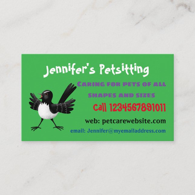 Tarjeta De Visita Personalizado australiano Willie Wagtail (Anverso)