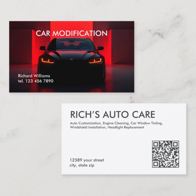 Tarjeta De Visita Personalizado automático de modificación de coches (Anverso / Reverso)