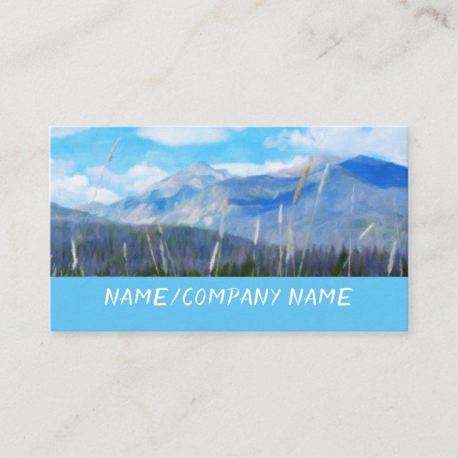 Tarjeta De Visita personalizado azul del paisaje montañoso de arte n (Anverso)
