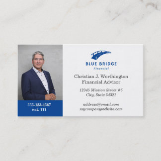 Tarjeta De Visita Personalizado Azul estándar Titular de la imagen d