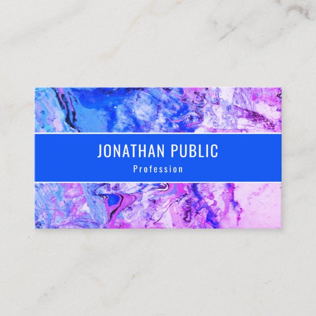 Tarjeta De Visita Personalizado Azul rosa morado morado moderno arte (Anverso)