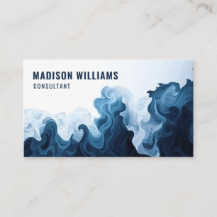 Tarjeta De Visita Personalizado Azul Teal Oscuro Acuarela Profesiona