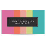 Tarjeta De Visita Personalizado | Bandas brillantes<br><div class="desc">Diseño rayado rosa,  naranja,  melocotón,  verde y verde azulado por Shelby Allison.</div>