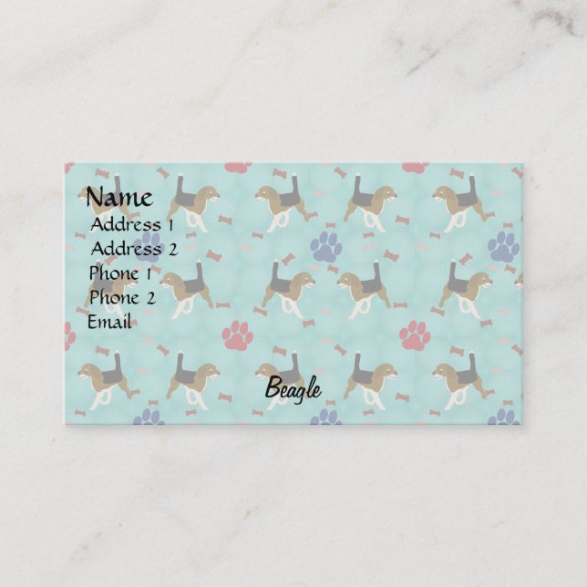 Tarjeta De Visita Personalizado Beagle (Anverso)
