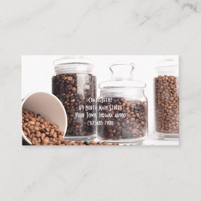Tarjeta De Visita Personalizado Beans Coffshop Business & Punch (Anverso)