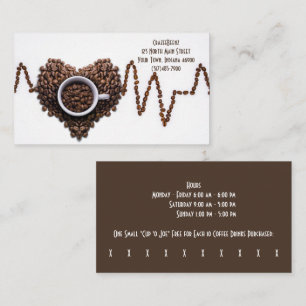 Tarjeta De Visita Personalizado Beans Heart Coffee Shop & Punch