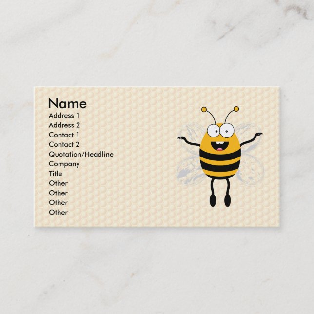 Tarjeta De Visita Personalizado Bee (Anverso)