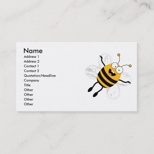 Tarjeta De Visita Personalizado Bee (Anverso)