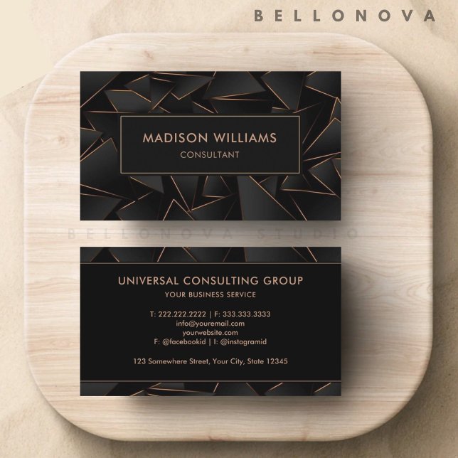Tarjeta De Visita Personalizado Black Gold Dark Brown Profesional (Custom Black Gold Dark Brown Professional Business Card)