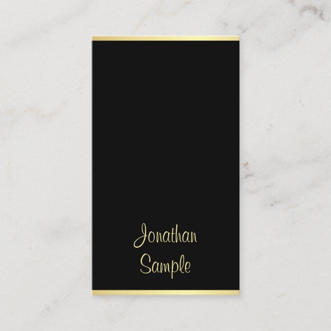 Tarjeta De Visita Personalizado Black Gold manuscrito estilo moderno (Anverso)