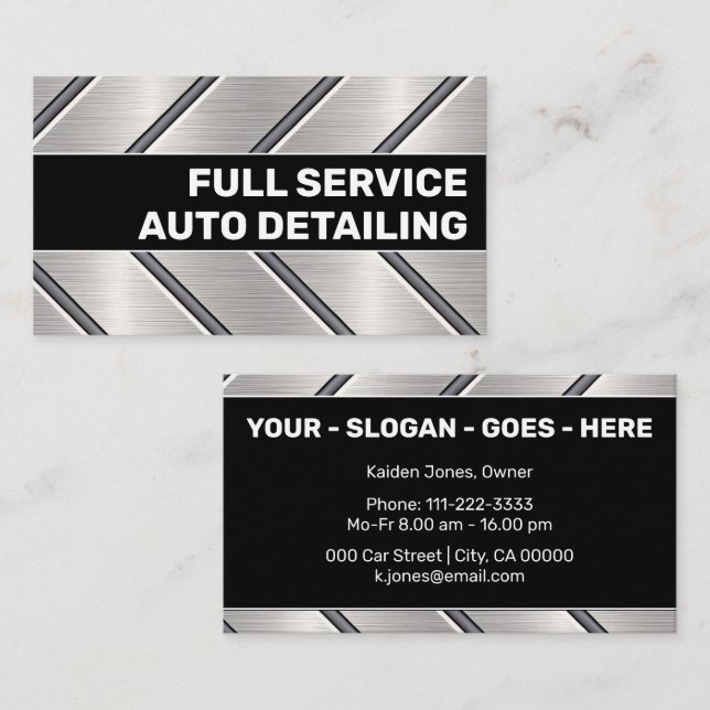 Tarjeta De Visita Personalizado Black Silver Metalizado Stecar Car S (Anverso / Reverso)