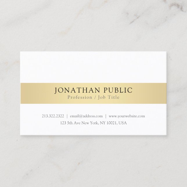 Tarjeta De Visita Personalizado Blanco Blanco Blanco Moderno Elegant (Anverso)