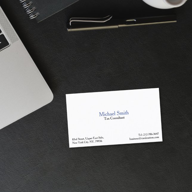 Tarjeta De Visita Personalizado blanco simple y elegante profesional (Professional Elegant Modern Simple White Custom Business Card)