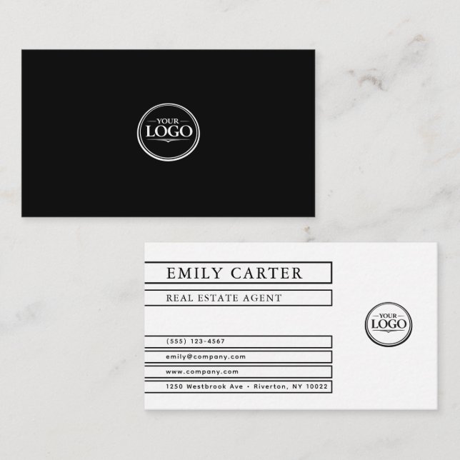 Tarjeta De Visita Personalizado Blanco y Negro (Anverso / Reverso)