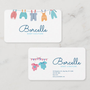 Tarjeta De Visita Personalizado Branding Cream and Blue Baby Couture