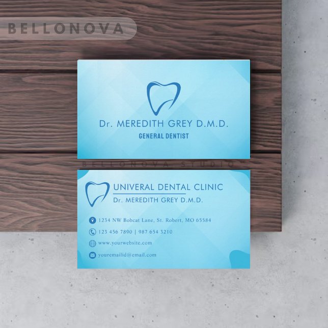 Tarjeta De Visita Personalizado Bright Turquoise Blue Verde azulada  (Custom Bright Turquoise Blue Teal Dentist Doctors Business Card)