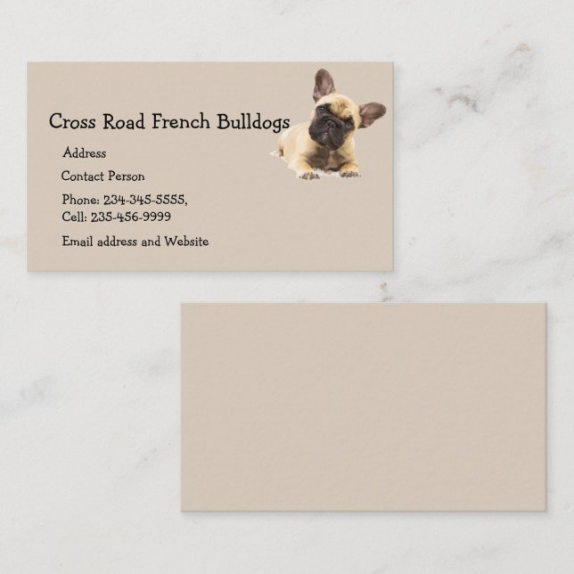 Tarjeta De Visita Personalizado Bulldoges franceses Mascota de perro (Anverso / Reverso)