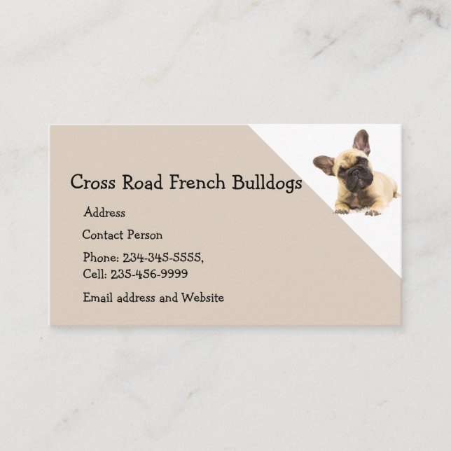 Tarjeta De Visita Personalizado Bulldoges franceses Mascota de perro (Anverso)