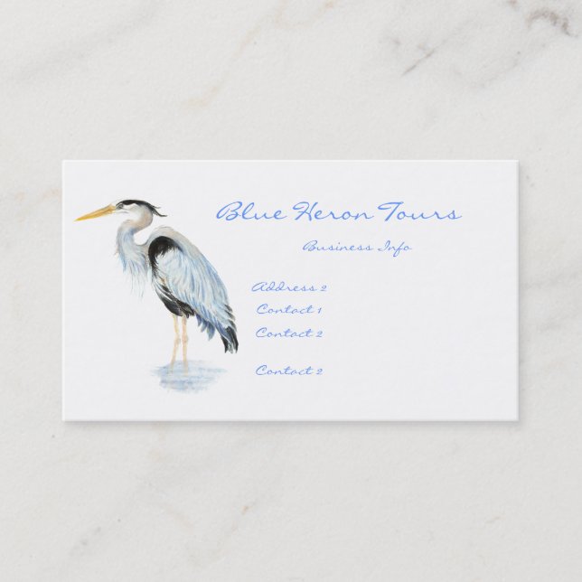 Tarjeta De Visita Personalizado Business Great Blue Heron Bird (Anverso)