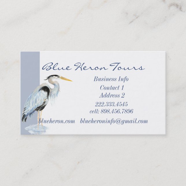 Tarjeta De Visita Personalizado Business Great Blue Heron Bird Busin (Anverso)