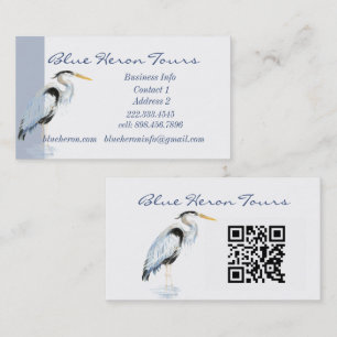 Tarjeta De Visita Personalizado Business Great Blue Heron Bird QR Co