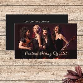 Tarjeta De Visita Personalizado Cadena de fotos Cuarteto Músico Negr