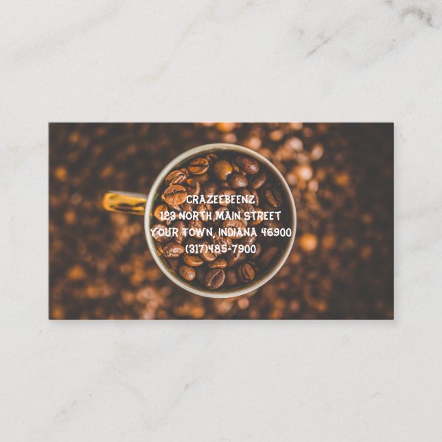 Tarjeta De Visita Personalizado Café Beans Café Punch Shop Y (Anverso)