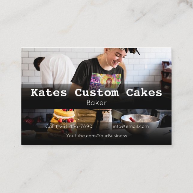 Tarjeta De Visita Personalizado Cake Baker Birthday Business Company (Reverso)