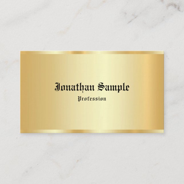 Tarjeta De Visita Personalizado caligrafía Script Faux Gold Templat (Anverso)