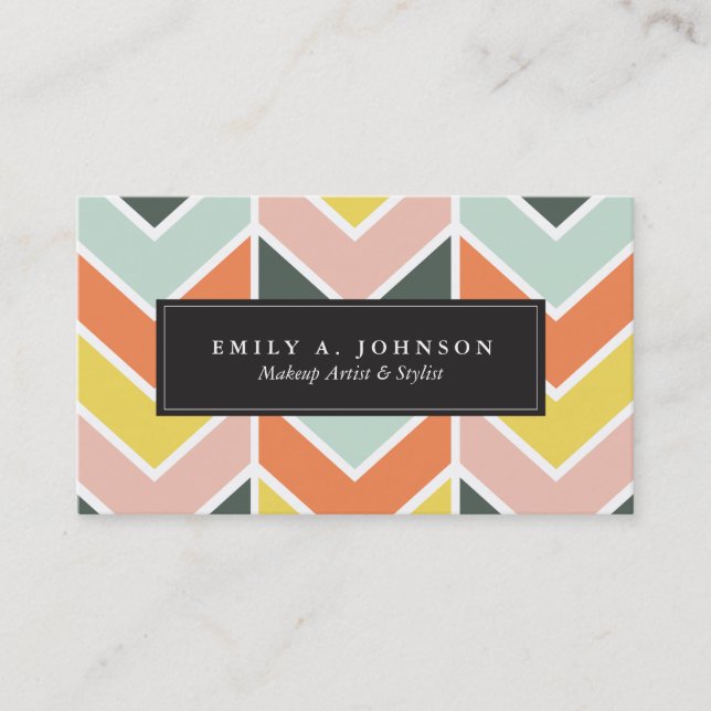 Tarjeta De Visita Personalizado | Chevron alegre con originales (Anverso)