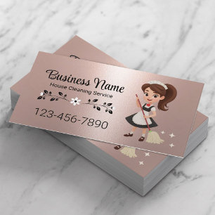 Tarjeta De Visita Personalizado Chica Servicio de limpieza de casas