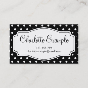 Tarjeta De Visita Personalizado clásico de puntos de polka blanca n