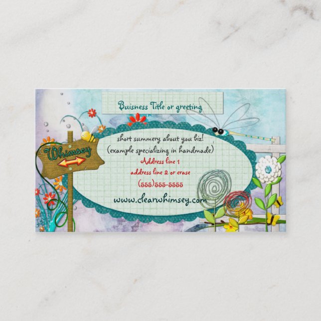 Tarjeta De Visita Personalizado Clear Blue Whimsey (Anverso)