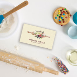 Tarjeta De Visita Personalizado Código QR Acuarela Pastel Floral Pan