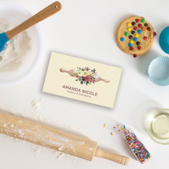 Tarjeta De Visita Personalizado Código QR Acuarela Pastel Floral Pan (Subido por el creador)