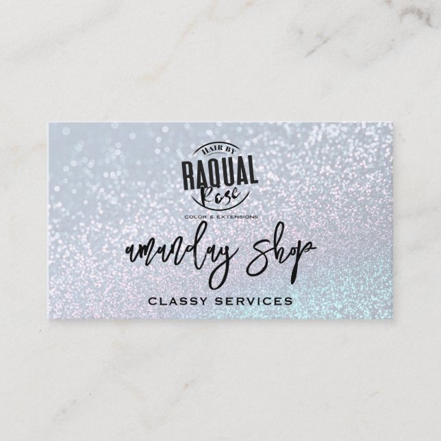 Tarjeta De Visita Personalizado Código Qr Logo Purpurina de medios s (Anverso)