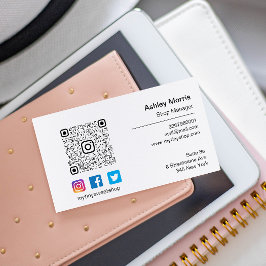 Tarjeta De Visita Personalizado Código QR Logo Tienda social en líne