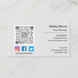 Tarjeta De Visita Personalizado Código QR logotipo Tienda social en 