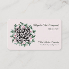 Tarjeta De Visita Personalizado Código QR Marco de flor de Magnolia
