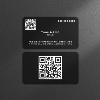 Tarjeta De Visita Personalizado Código QR negro moderno