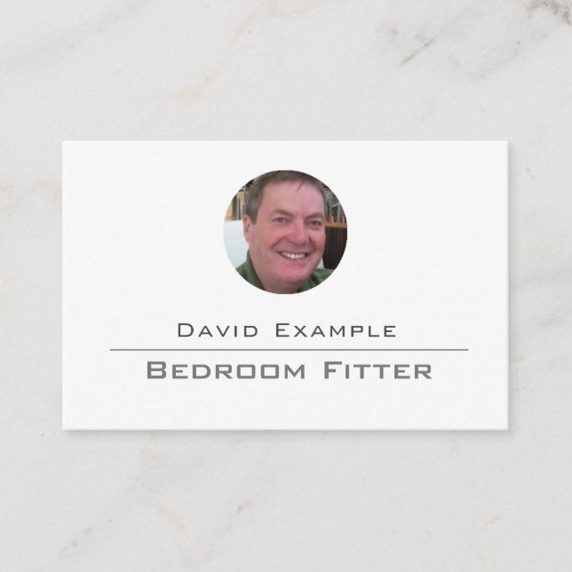 Tarjeta De Visita Personalizado con foto. Bedroom Fitter (Anverso)