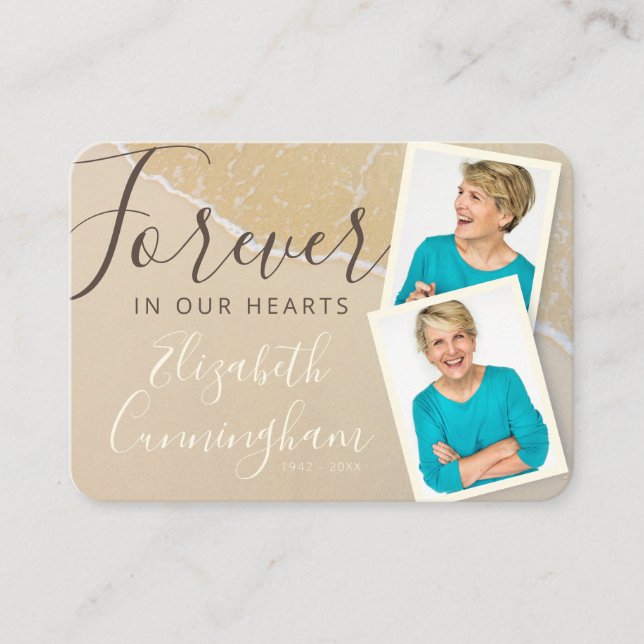 Tarjeta De Visita Personalizado conmemorativo del funeral de Sandy O (Anverso)