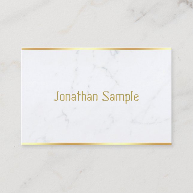 Tarjeta De Visita Personalizado Creativo Moderno Marble Blanco Dorad (Anverso)
