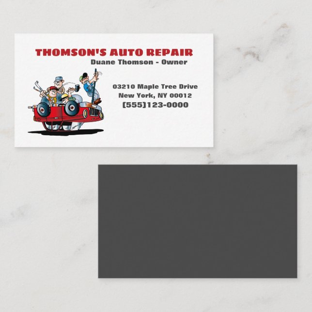 Tarjeta De Visita Personalizado Cute Automotive Mechanic Auto (Anverso / Reverso)