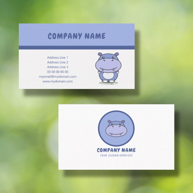 Tarjeta de visita personalizado Cute Hippo (Cute Hippo Business Card)
